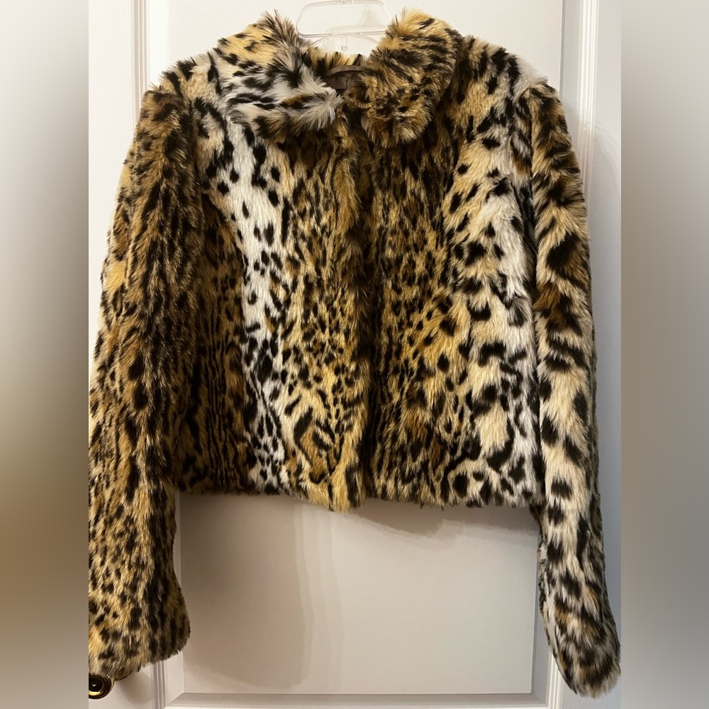 Cheetah Print Faux Fur Jacket Evening Wrap - Never Worn